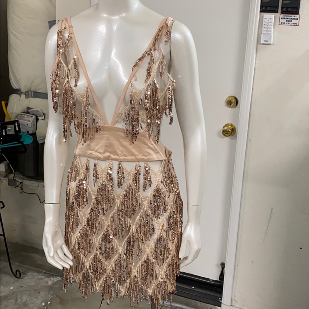Nude party dress with sequins